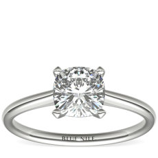 Petite Nouveau Four Claw Solitaire Engagement Ring in Platinum